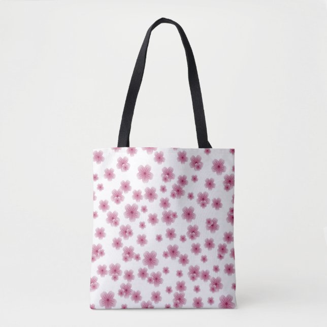 Bolsa Tote Saco de tota de cor rosa florida (Frente)