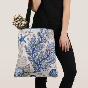 Bolsa Tote Saco de Tota de Coral Azul - Oceano Costeiro com E