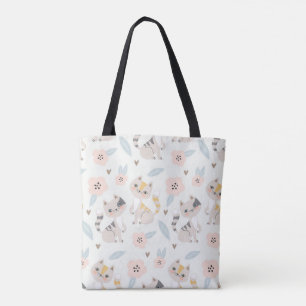Bolsa Tote Saco de Tota de Gato Floral Pastel - Calico e Tabb