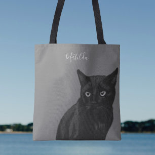 Bolsa Tote Saco de Tota de Gato Preto Personalizado