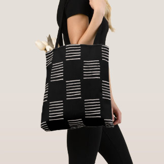 Bolsa Tote Saco de Tota de Lama Impresso, Linhas Pretas