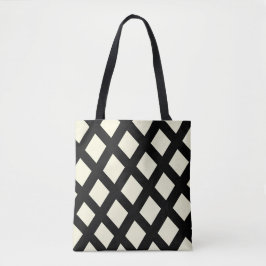 Bolsa Tote Saco de Tota de Lattice (Creme & Preto)