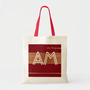 Bolsa Tote saco de tota de monograma listrado - vermelho