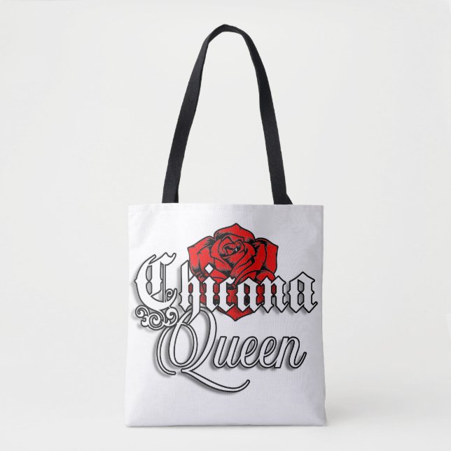 Bolsa Tote Saco de tota de Rosa vermelha Rainha Chicana (Frente)