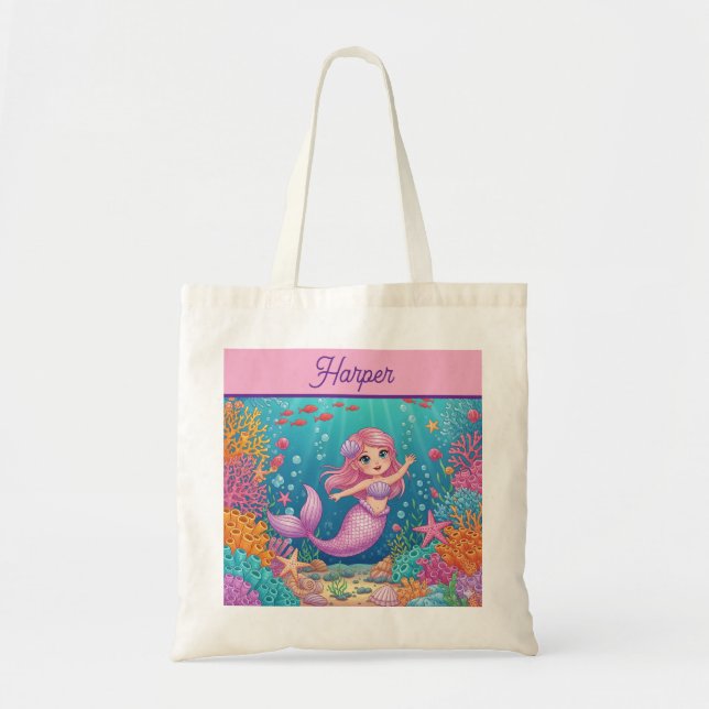 Bolsa Tote Saco de Tota de Sereia Magnética (Frente)