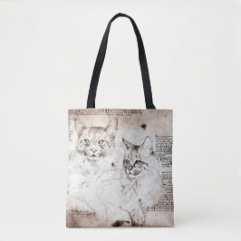 Bolsa Tote Saco de Tota do Gato Leonardo da Vinci