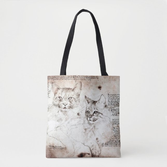 Bolsa Tote Saco de Tota do Gato Leonardo da Vinci (Frente)
