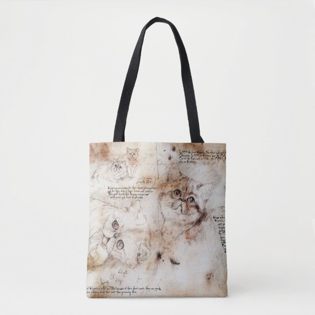Bolsa Tote Saco de Tota do Gato Leonardo da Vinci (Frente)