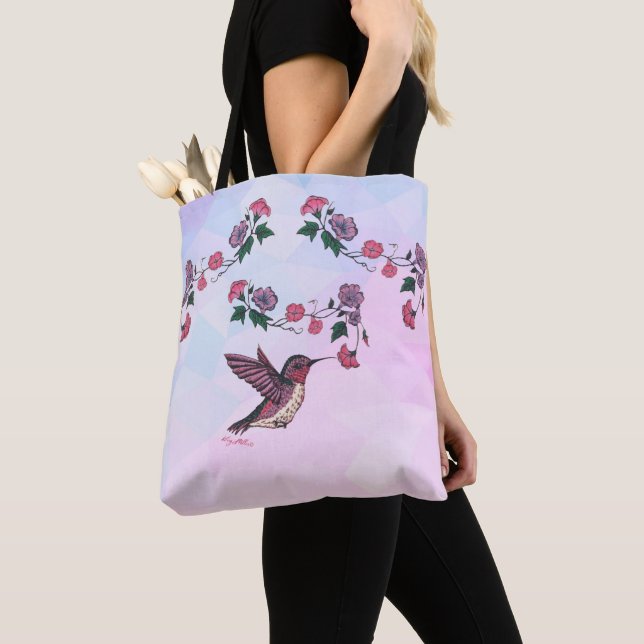 Bolsa Tote Saco de Tota do Hummingbird e Flores (Close Up)
