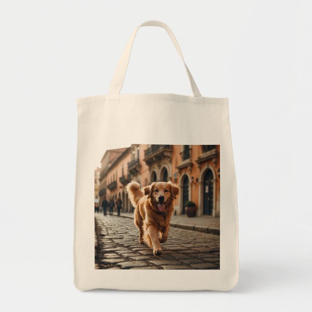 Bolsa Tote Saco de Tota Elegante de ouro Retriever Elegante (Frente)