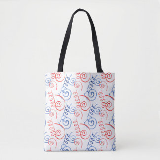Bolsa Tote Saco de Tota Espiral Vermelho e Azul com Alças Pre