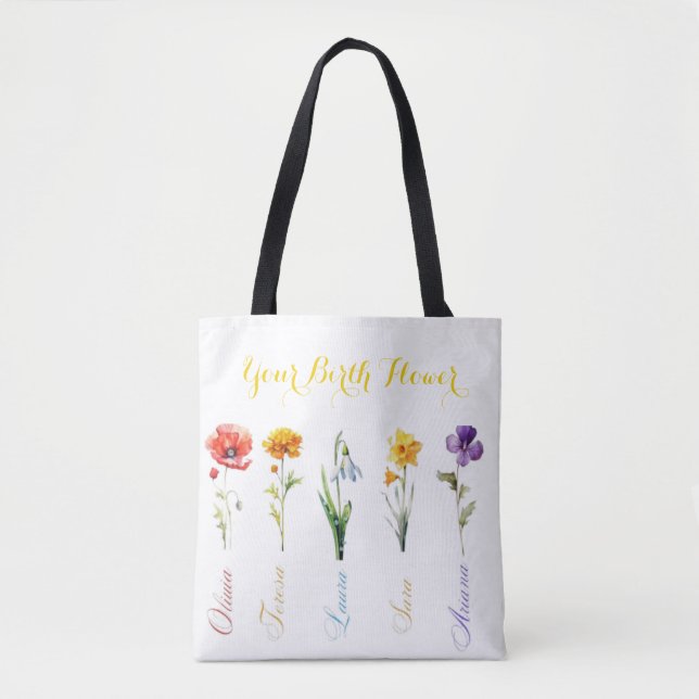 Bolsa Tote Saco de Tota Flor Mês de Nascimento Total (Frente)