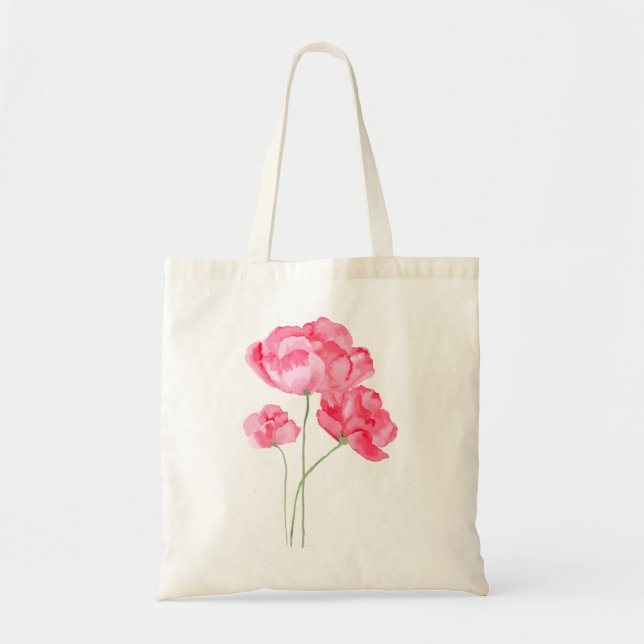 Bolsa Tote Saco de tota floral cor-de-rosa 3 (Frente)