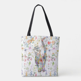 Bolsa Tote Saco de Tota Floral de Gato Corado e Colorido