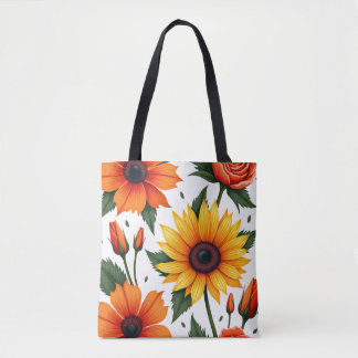 Bolsa Tote Saco de Tota Floral Grande Vibrante