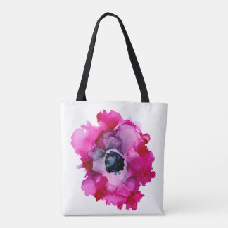 Bolsa Tote Saco de tota floral pintado com pénia rosa origina