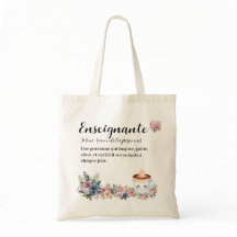 Saco de tota francês personalizável e enseignante