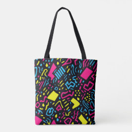 Bolsa Tote Saco de Tota Geométrico dos anos 90 | Colorida Neo