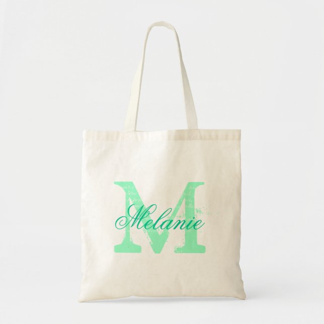 Bolsa Tote Saco de tota monograma de nome personalizado | Min (Frente)