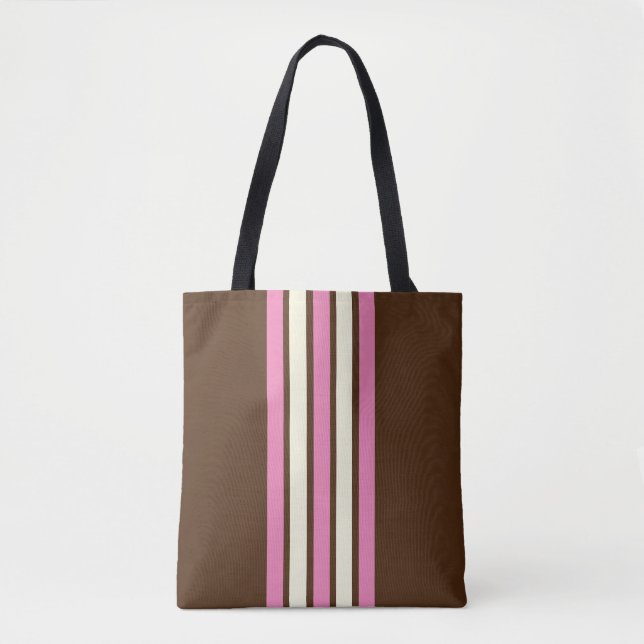 Bolsa Tote Saco de Tota napolitano (castanho, rosa e creme) (Frente)