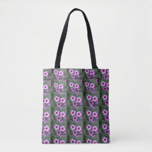 Bolsa Tote Saco de Tota Padrão Floral com Alças Pretas