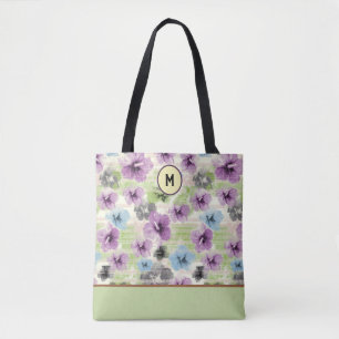 Bolsa Tote Saco de Tota Personalizada Floral Retro Estilizado