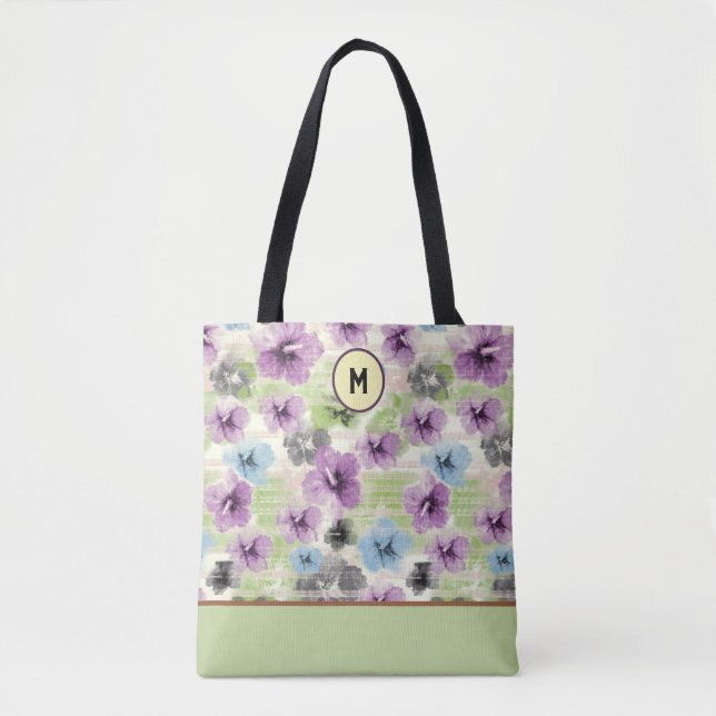 Bolsa Tote Saco de Tota Personalizada Floral Retro Estilizado (Frente)