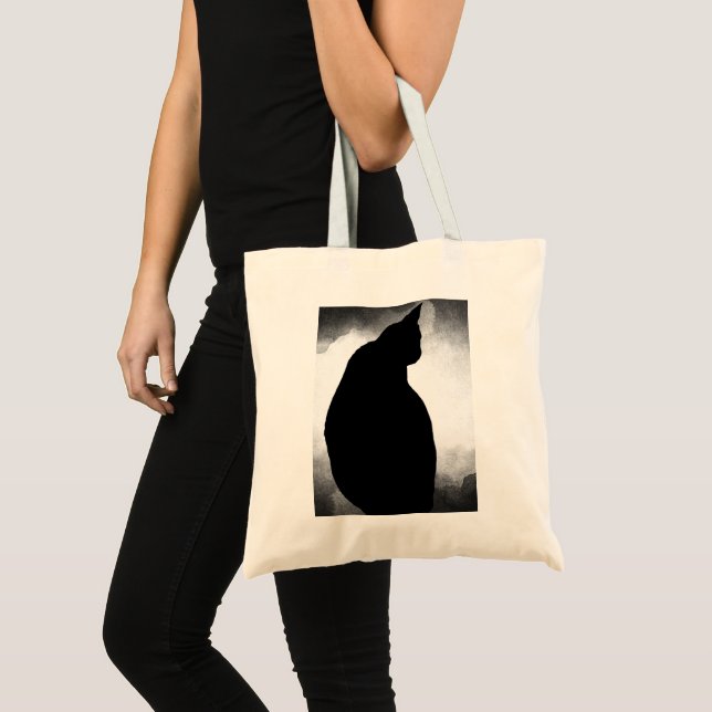 Bolsa Tote Saco de Tota Silhuette de Gato Preto (Frente (produto))