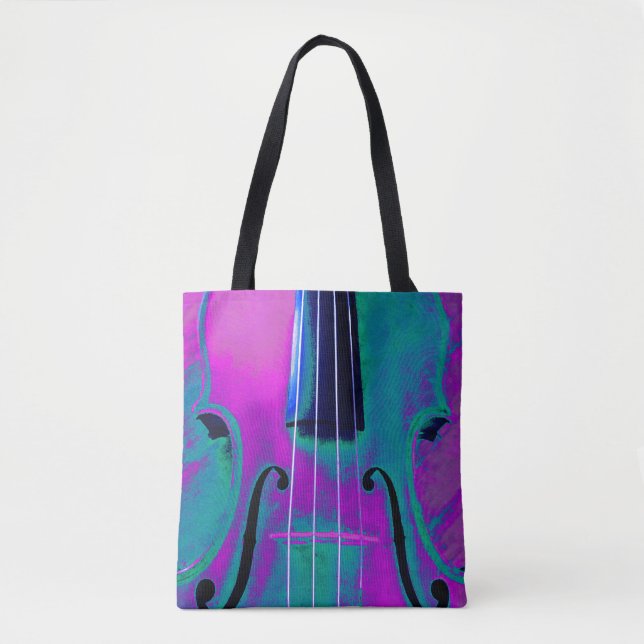 Bolsa Tote Saco de Tota Violino de Teal Roxo (Frente)