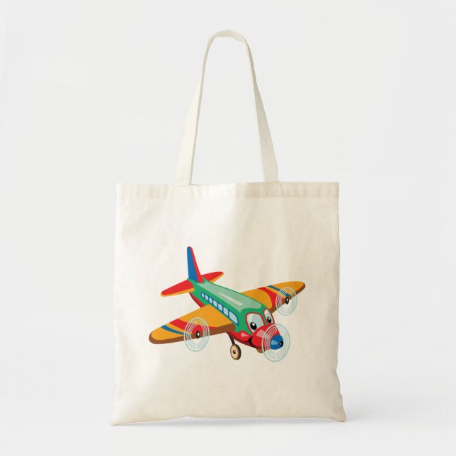 Bolsa Tote saco de totas de avião de desenho animado (Frente)