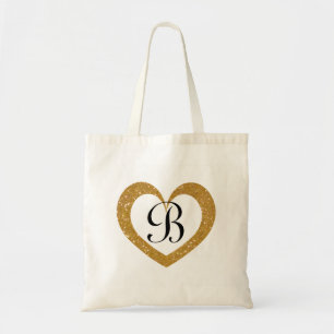 Bolsa Tote Saco de tote cardíaco com brilho dourado personal