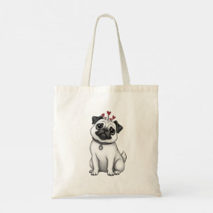 Bolsa Tote Saco de Tote com design de Pug do Dia de os namora