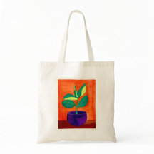 Saco de Tote com Ilustração de Planta Brilhante
