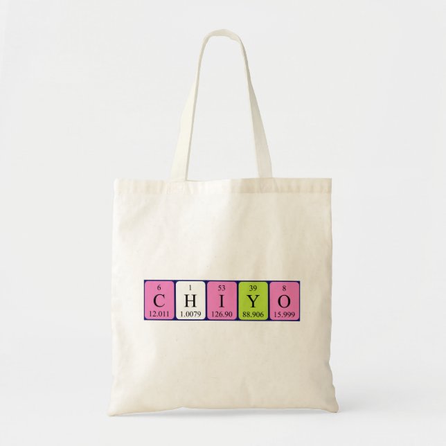Bolsa Tote Saco de tote com nome de mesa periódica Chiyo (Frente)