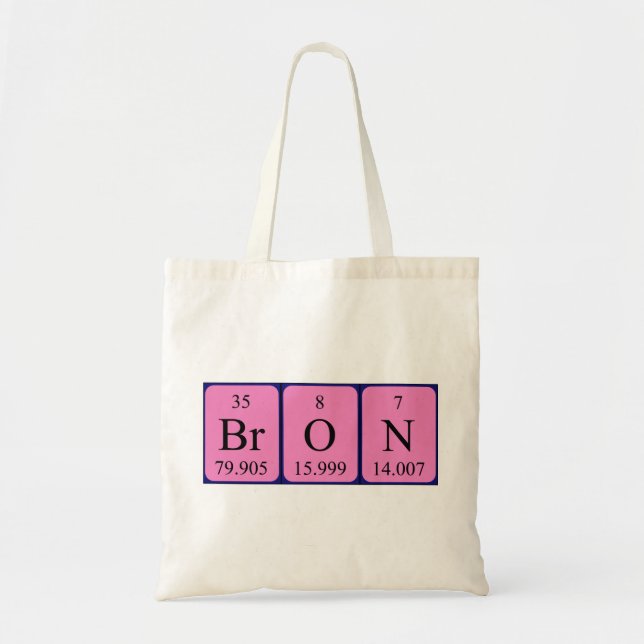 Bolsa Tote Saco de tote com nome de mesa periódica do Bron (Frente)