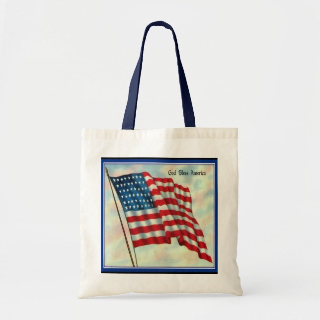 Bolsa Tote Saco de Tote da Canvas de Bandeira Americana (Frente)