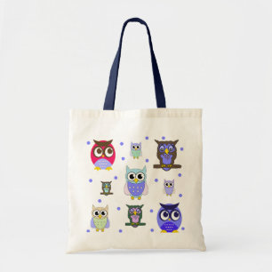 Bolsa Tote Saco de Tote das Corujas Coloridas