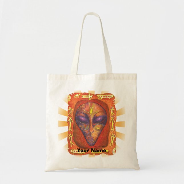 Bolsa Tote Saco de tote de Alienígena Vermelha Runic (Frente)