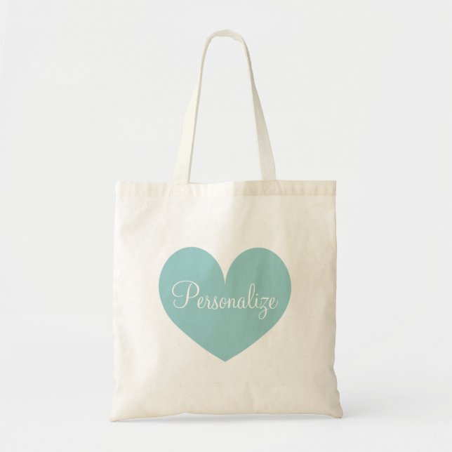 Bolsa Tote Saco de tote de amor azul teal personalizado (Frente)