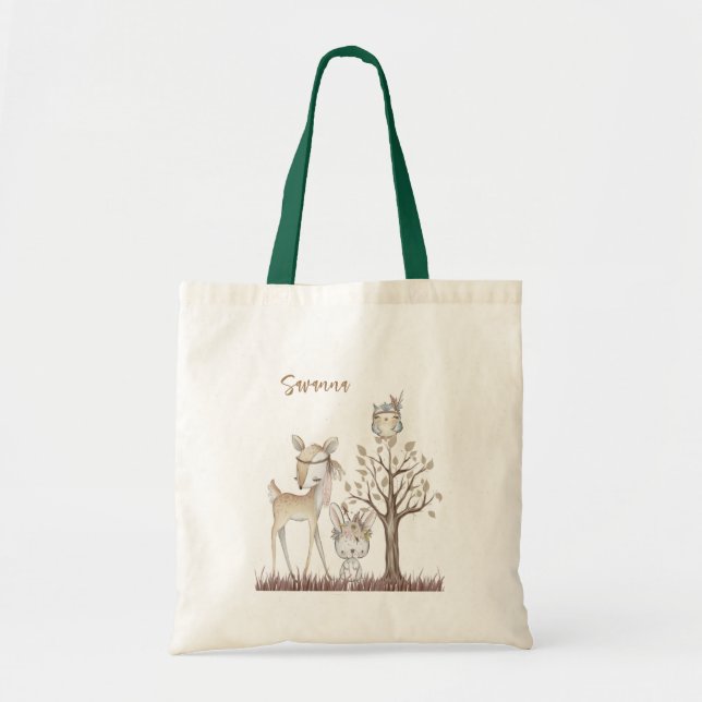 Bolsa Tote Saco de Tote de Animais da Floresta (Frente)