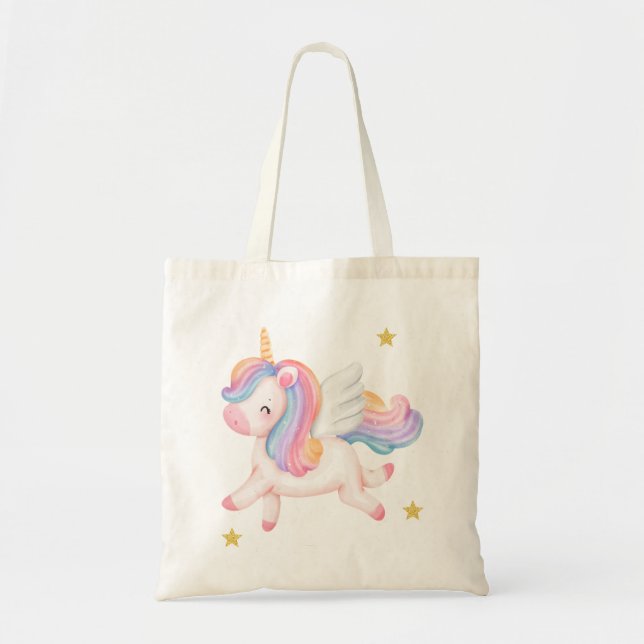 Bolsa Tote Saco de tote de aniversário do Unicorn (Frente)