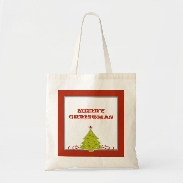 Bolsa Tote Saco de Tote de Árvore de Natal Whimsso (Frente)