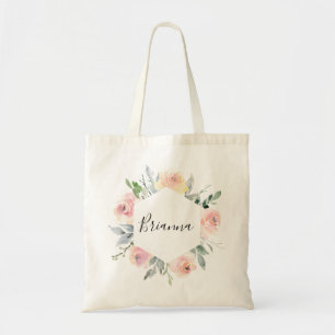 Bolsa Tote Saco de Tote de Bridesmaid Floral Elegante, Rosa