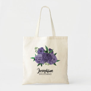 Bolsa Tote Saco de Tote de Bridesmaid Roxo-Violeta Floral