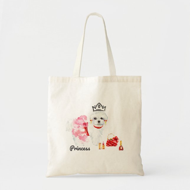 Bolsa Tote Saco de Tote de Cão Maltês (Frente)