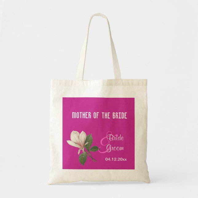 Bolsa Tote Saco de tote de casamento rosa de flor magnólia ví (Frente)