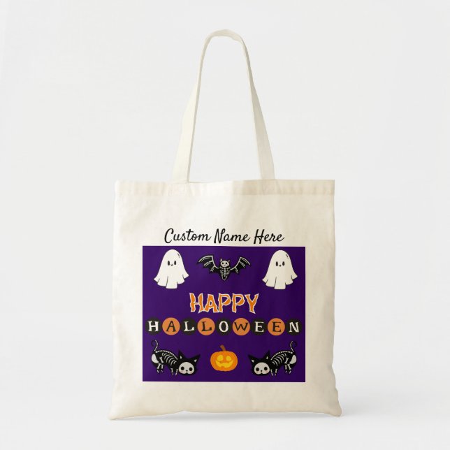 Bolsa Tote Saco de Tote de Cat Halloween - Personalizar (Frente)