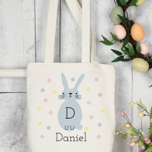 Bolsa Tote Saco de Tote de Coelhinhos de Páscoa Azul Personal