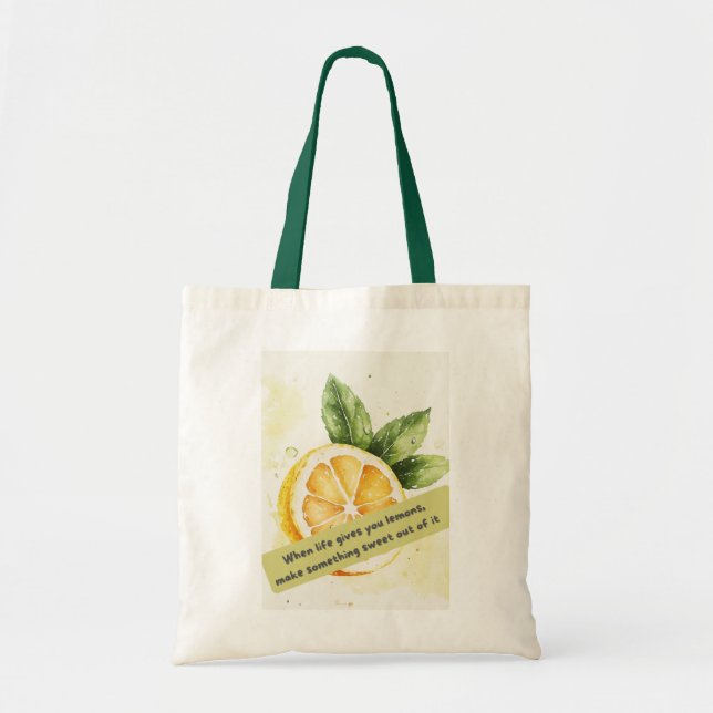 Bolsa Tote Saco de Tote de Cotação de Limão - Fresco e Inspir (Frente)