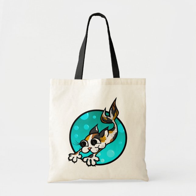 BOLSA TOTE SACO DE TOTE DE GATO DE MERMAID DE CARTOON (Frente)
